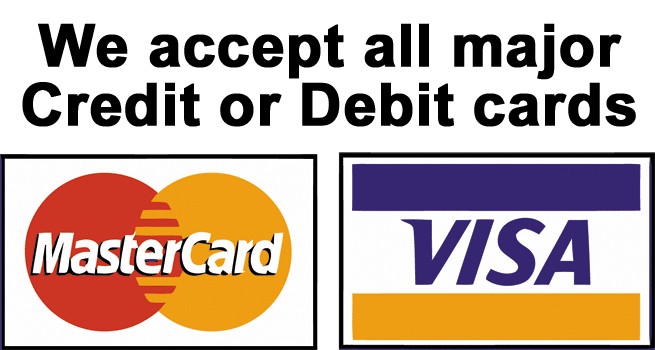 We accept all debit and credit cards